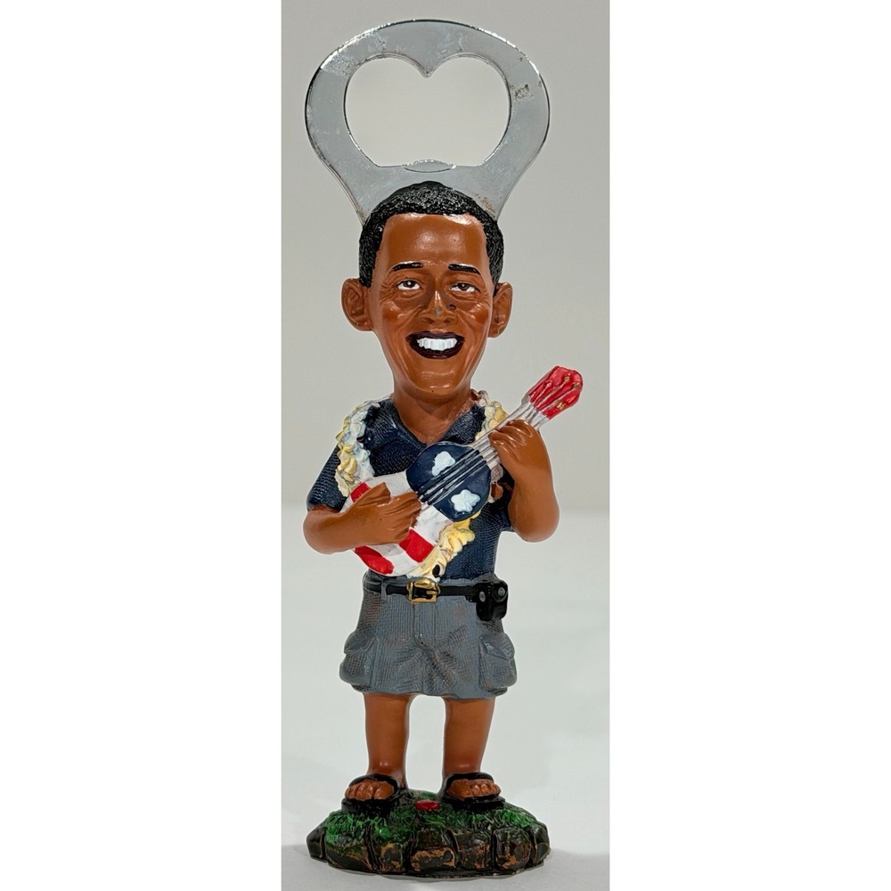 Barack Obama Hawaiian Ukulele Bottle Opener Figurine 2012 Political Memorabilia
